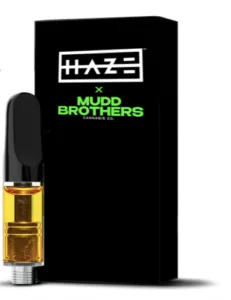 Haze x Mudd Brothers cannabis vape cartridge and packaging